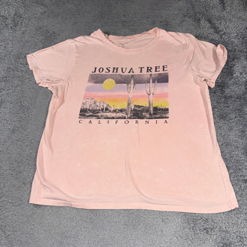 Zoe + Liv Women Joshua Tree California Graphic T Shirt XXL Pink Desert Cotton